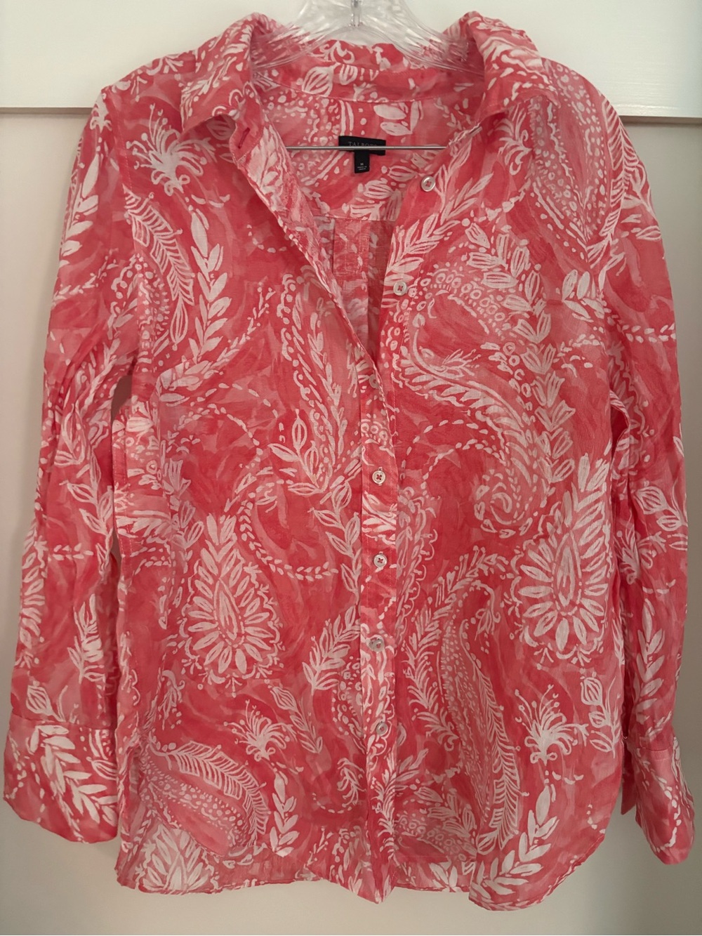Talbots like new 100% linen Paisley Button-Down